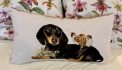 Creative Co-op Dachshund Dog with Birds Lumbar 26