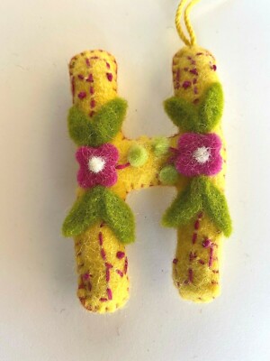 Wool Felt Embroidered Appliqued Alphabet Boho Letter 