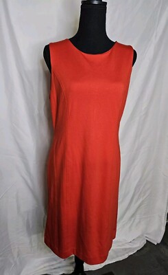 Banana Republic Orange Sheath Dress Sz 8 Sleeveless Round Neck Knee Length-image