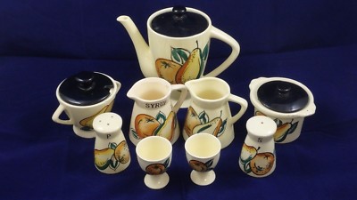 MID-CENTURY TEA SAKE KITCHEN SET PEARS/ORANGES -image