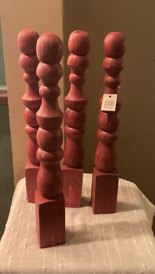 4 Creative Co Op Red Decorative Wood Pillars 18” tall-image