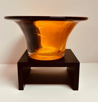 Mid Century Cased Art Glass Orange, Purple, and Brown 4