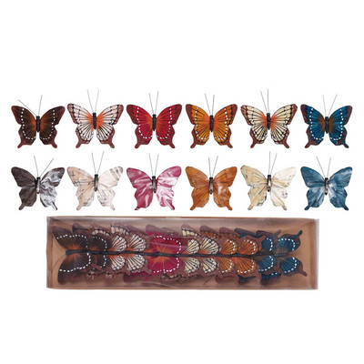 Creative Co-op Fabric Butterfly Clip-on Ornaments Boxed Set Bauble-image