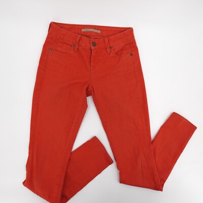 Vince Jeans Womens 25 Orange Skinny Ankle Crop Tomato Low Rise Medium Wash-image
