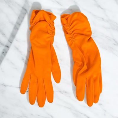 Vtg Orange Mid Length Women’s Gloves-image