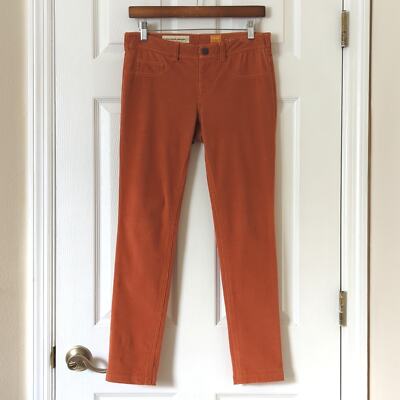 Pilcro Anthropologie Serif Pinwale Corduroy Mid Rise Skinny Pants Orange 27-image