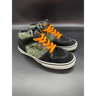 Vans Mid Vulcanized Suede Skate Shoes Black / Camo / Orange Youth Size 2.5-image