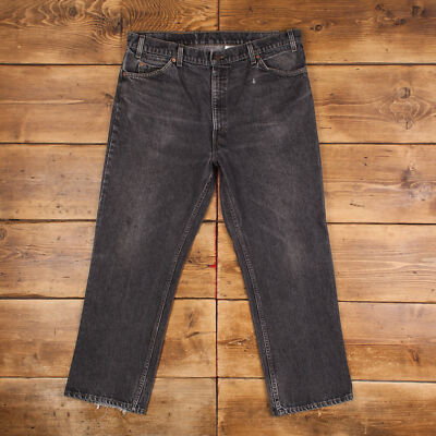 Vintage Levis 517 Jeans 38 x 30 USA Made 90s Dark Wash Bootcut Grey Orange Tab-image