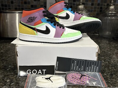 LN Worn 1X Nike Air Jordan 1 Mid SE Women's Size 7.5 Lightbulb Multicolor w/Box-image