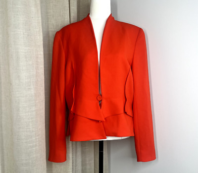 Carla Zampatti Orange Jacket Size 14 Corporate Blazer Shoulder Pads Classic-image