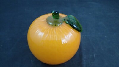 Vintage Orange Tangerine Art Glass Hand Blown Fruit 3 1/2