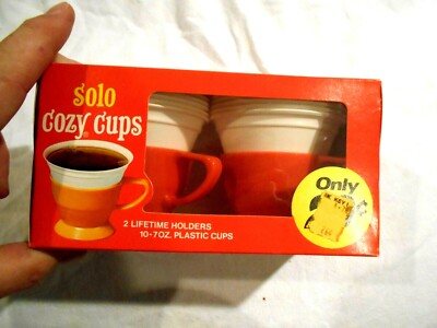 Vintage Mid Century Solo Cozy Cups-Orange Base NOS-image