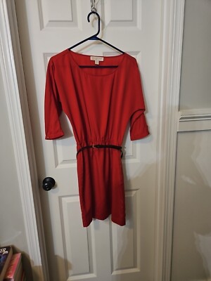 Michael Kors Burnt Orange Knee Length Belt Dress Size Small-image
