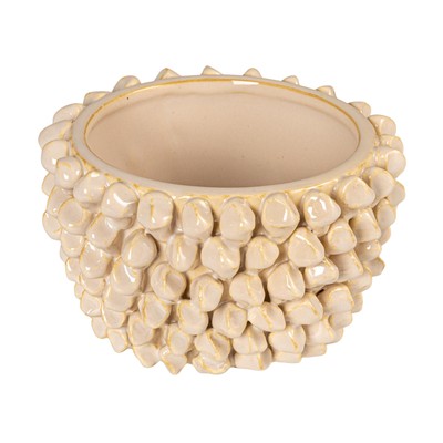 Stoneware 3D Spiked Formed Planter, Cream-image