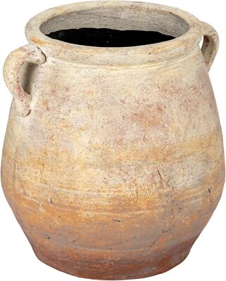 Creative Co-Op Whitewashed Terra-Cotta Urn, Beige-image