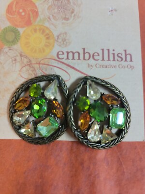 Embellish by Creative Co-op Fall Color Gemstone Earrings *New w/ Tags*-image
