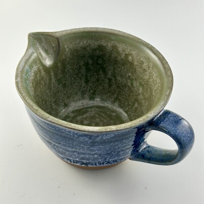 NEW Creative Co-op Stoneware Creamer Blue Green With Handle Reactive Glaze-image