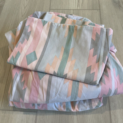 Lady Pepperell Mesa Aztec Twin Fitted Flat Pillowcase Sheet Set Y2K Percale-image