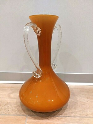 Vintage Mid Century Orange Glass Vase-image
