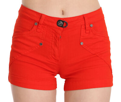 PLEIN SUD JEANIUS Shorts Orange Mid Waist Cotton Denim Mini IT36/US2/XS RRP $200-image