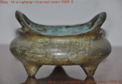 Mark China Buddhism temple bronze Joss Incense burner Censer statue-image