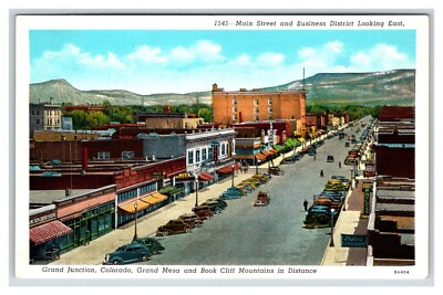 Colorado Grand Junction Main st. Grand mesa book clidd mountains linen unposted-image