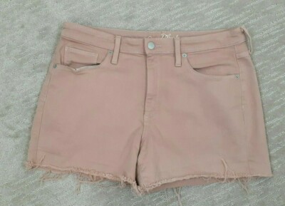 Universal Thread Size 14 Peach Salmon Denim Mid-Rise Cut-Off Shorts Raw Hem -image