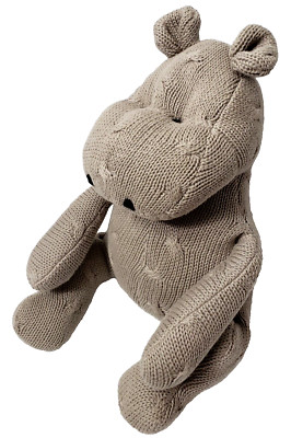 Creative Co-op Hippo Plush Cable Knit Baby Hippopotamus Stuff Animal Cuddle Toy-image
