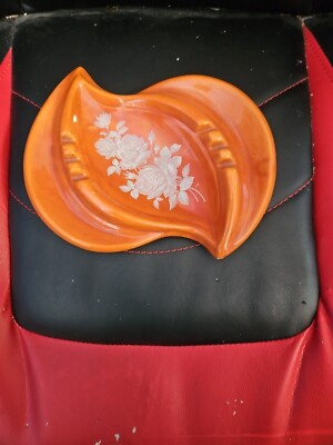 Ashtray Pottery Mid-Century Orange Green 1978 Retro Bohemian-image