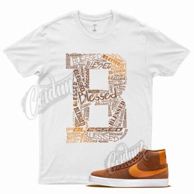 White BLESSED T Shirt for N Blazer Mid Brown Orange Fall-image