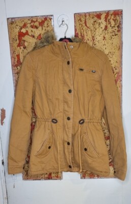 Vans Orange Fur Hood Coat Size L-image