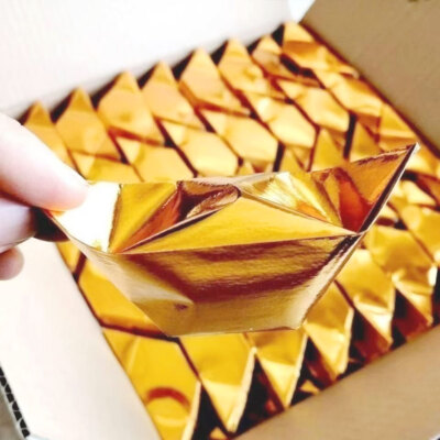 100x Chinese Joss Papers Folding Gold Ingot Paper Sacrificial Offering Ancestor-image