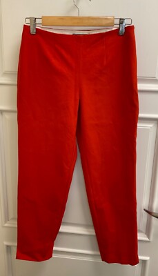 Lands End Women's Pants Orange Sz 4 Mid Rise Slim Leg Stretch Side Zip - READ!-image