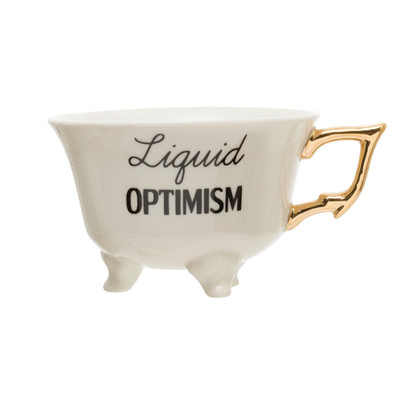 Creative Co-op Optimism Footed Teacup Tea Cup-image