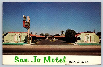Mesa Arizona San Jo Motel West Main Street Cactus Decor Postcard AZ-image