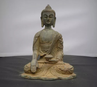 Antique buddhism Joss pure bronze sakyamuni Amitabha buddha Old Statues-image
