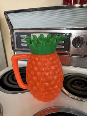 Vintage Minerware Mid Century Blow Mold Pineapple Pitcher Orange Green-image