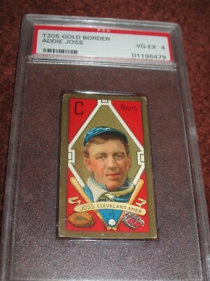 1911 T205 Gold Border Addie Joss PSA VG-EX 4 ~Cleveland Naps ~SP~Rare-image