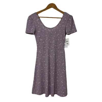 La La Land Creative Co Women’s Size Small Dusty Lilac Floral Scoop Mini Dress-image