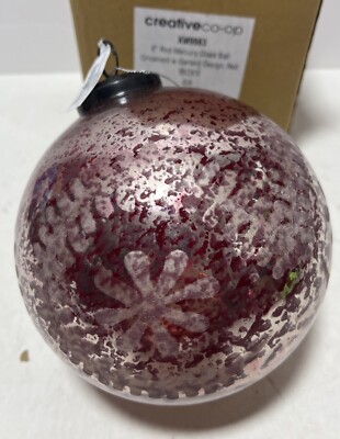 Creative Co-Op XM9983 6” Mercury Glass Ball Ornament Red NEW-image