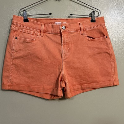Old Navy Boyfriend  Mid Rise Women's Orange Denim Shorts 4” Size 12 -image