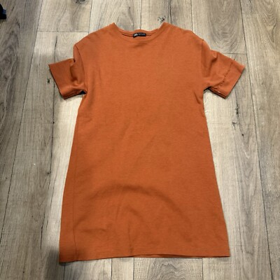 Zara Womens Small burnt orange sweater style dress -image
