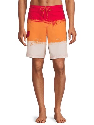 George Board Short Men's Large Red Orange Stretch Drawstring Mid-Rise 9