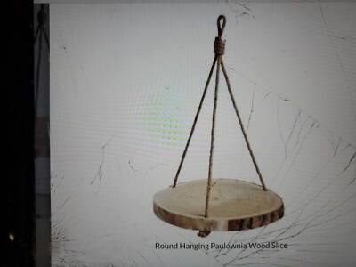 16 inch Round Paulownia Hanging Wood Slice creative coop co-op da7470 table...-image