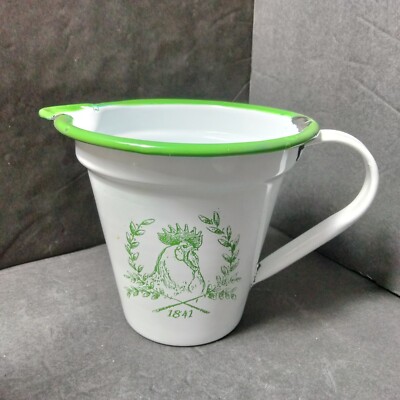 Chad Barrett Creative Co-op Stoneware Pitcher White/Green Rooster Accent Rustic -image