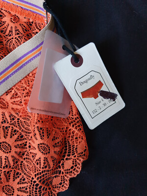 NWT Love Stories Orange Dragon Fly Lace Panties Size 4-image