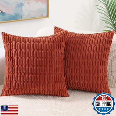 decorUhome Rust Neutral Decorative Throw Pillow Covers 24x24 Inch Set of 2, B-image