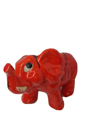 Anthropomorphic  Ceramic Elaphant Orange / Black Drip Glaze 10