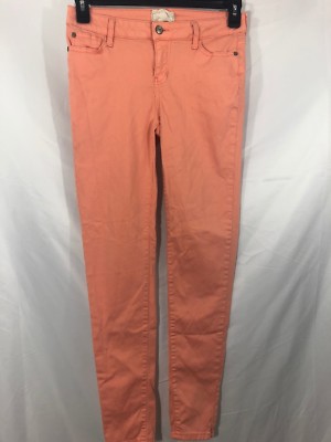 Altard State Juniors Size 7 Coral Orange Mid-Rise Stretch Skinny Leg Denim Jeans-image