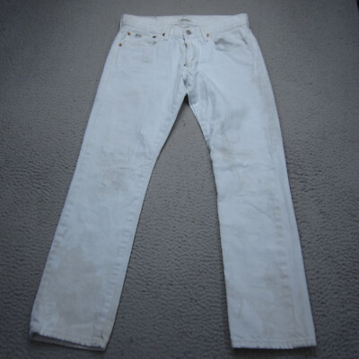Polo Ralph Lauren Jeans Men 30x30 White Denim Sullivan Slim Distressed Patchwork-image